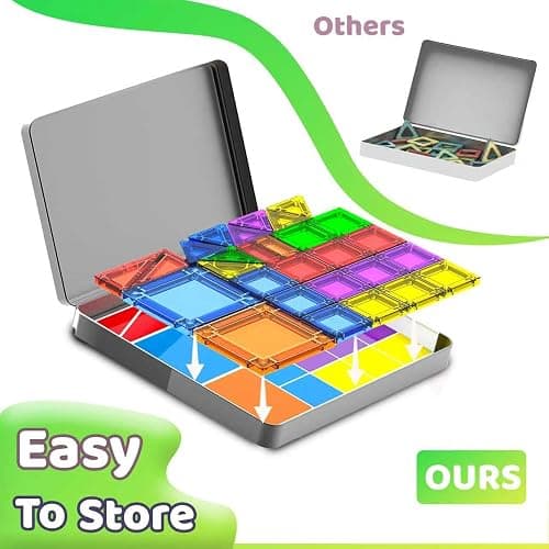 Mini Magnetic Tiles,78PCS Travel Magnetic Tiles Set with Iron Box,Portable Building Blocks for Kids Ages 3+,Car Airplane Travel Essentials Kids Toy,Creative STEM Toys Birthday Gift for Boys & Girls thumbnail 4