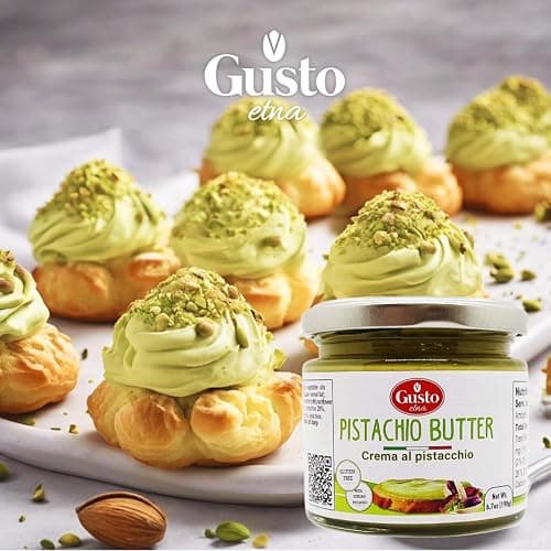 GUSTO ETNA Sicilian Pistachio Cream – 35% Pistachios, Sweet Spreadable Butter, 6.7 oz (190g) Rich & Nutty Pistachios Cream for Knafeh Dubai Pistachio Chocolate Bars, Product of Sicily, Italy thumbnail 8