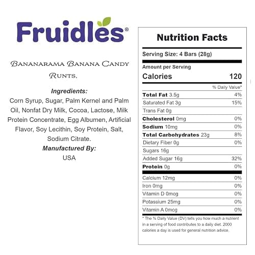 Fruidles Bananarama Banana Candy Runts, Hard Candy Treats, Kosher Certified, Family Size Party Bag (Yellow Banana Runts, Half-Pound) thumbnail 2