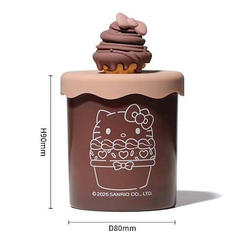 Hello Kitty Bakery Chocolate Cream Scented Candle with Decorative Silicone Cupcake Lid – Cozy Aroma, Reusable Brown Glass Jar thumbnail 5