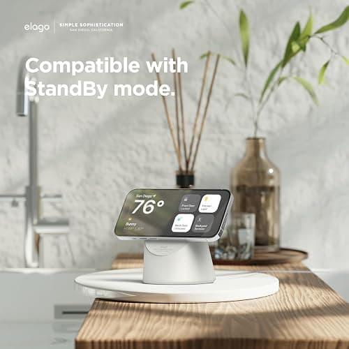 elago MS1 Charging Stand Compatible with MagSafe Charger - Premium Silicone Stand Compatible with iPhone 17/16/15/14/13/12 Series, Designed for iOS Standby Mode [Stone] [Charging Cable Not Included] thumbnail 2