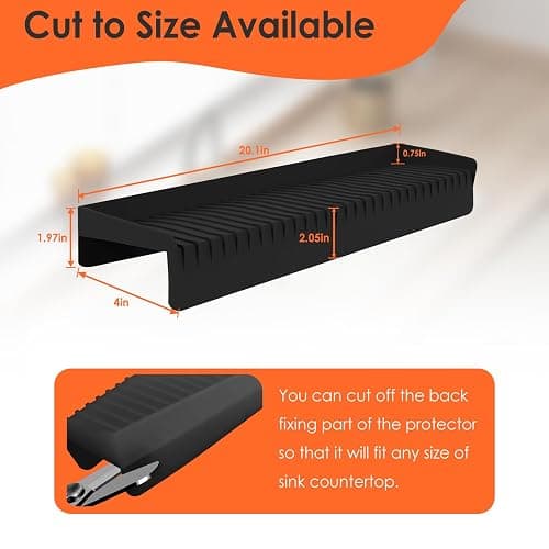 Silicone Sink Edge Protector ＆Splash Guards, 5° Upgrade Multifunction Sink Accessorie, Splash Guard For Bathtub Sink, Countertop Protectors For Kitchen Sink Stainless Steel, Granite, Quartz, Black thumbnail 2