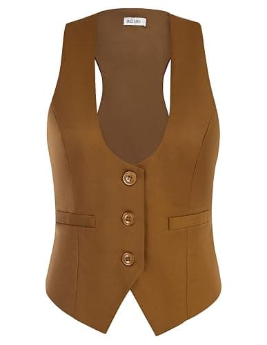 GRACE KARIN Women's Suit Vest Top, Dressy Casual Sleeveless Button Wasitcoat, Fromal Steampunk Blazer For Work Office - Image 1