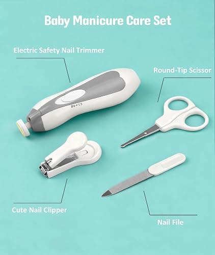 Baby Healthcare and Grooming Kit, Electric Safety Nail Trimmer Baby Nursery Kit, Newborn Care Kits with Hair Brush Comb for Newborn Infant Toddlers Baby Boys Girls Kids, Baby Shower Gifts (White) thumbnail 2