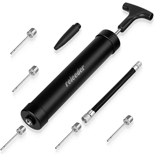 10 Inch Ball Pump Kit, Basketball Pump, Portable Air Pump with 5 Needles, 1 Nozzle & Extension Hose for Soccer Football Volleyball Water Polo Rugby Exercise Sports Ball - Image 1