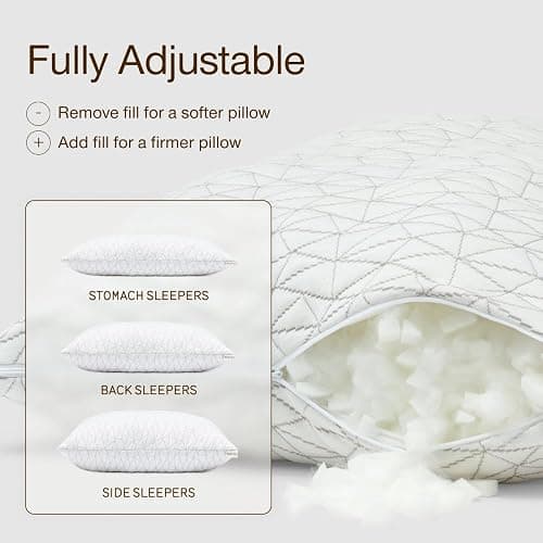 Coop Home Goods Original Adjustable Pillow, King Size Bed Pillows for Sleeping, Cross Cut Memory Foam Pillows - Medium Firm Back, Stomach and Side Sleeper Pillow, CertiPUR-US/GREENGUARD Gold thumbnail 2