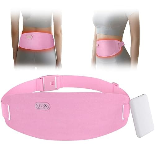 Portable Heating Pad for Cramps and Back, Larger Heating Area Ultra Thin Cordless Electric Period Fast Heat Belt Menstrual 3 Heat 5 Vibration Gifts for Women Girls Her Christmas Stocking Stuffers Pink - Image 1