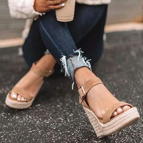 VICKI·VICKI Women's Espadrille Wedge Sandals Open Toe Platform Summer Shoes Braided Adjustable Ankle Strap High Heels for Dressy Casual Beach Wedding thumbnail 3