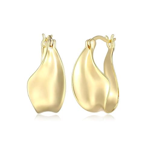 Amazon Essentials (Demi's Pick) Sculpted Hoop Earrings for Women - Gold-Tone Fine Silver Plated, Trendy Jewelry - Image 1