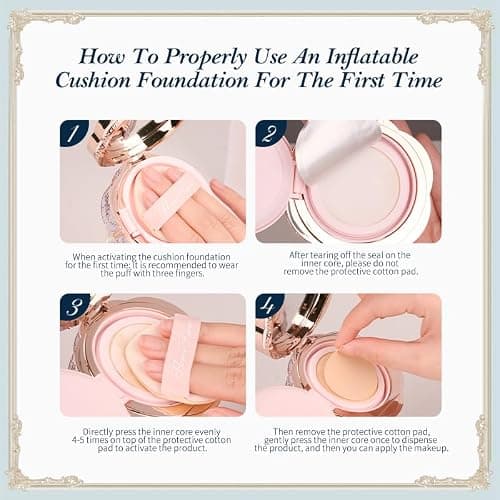 Flower Knows Bunny Garden Cushion Cream Foundation, Lightweight Formula | Light-to-Medium Buildable Coverage, Seamless Fit, Natural Satin Glow Finish, Vegan, Gift-Ready Compact (C01 Cool Alabaster) thumbnail 4
