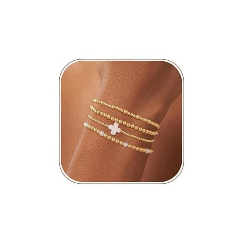 Cuzmly Bracelets for Women, Waterproof 14K Gold/Silver Plated Stackable Bracelets for Women Non Tarnish Trendy Dainty Paperclip Figaro Box Herringbone Hand Chain Bracelet Pack Stack Adjustable Jewelry for Women - Image 1