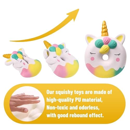 Anboor 13 Inches Squishies Jumbo Unicorn Donut Kawaii Soft Slow Rising Scented Giant Doughnut Squishies Stress Relief Kid Toys (White) thumbnail 4