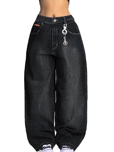 EMMIOL Women Boyfriends Hip Hop 90s Vintage Baggy Jeans Loose Denim Pants Mid Waist Jeans thumbnail 2