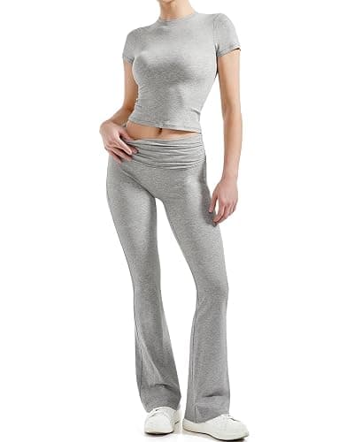 SUUKSESS Women 2 Piece Lounge Sets Going Out Y2K Foldover Pants Matching Pajamas - Image 1