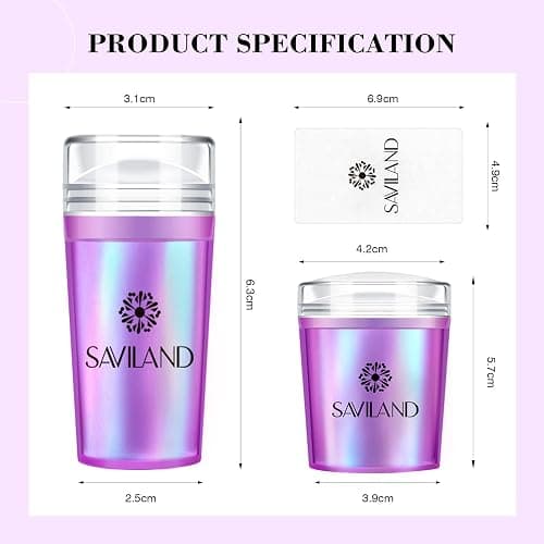 Saviland French Tip Nail Stamp: 5PCS Purple Radium Jelly Stamper Nail Art Stamper Kit, Long & Short Clear Silicone Nail Stamping with Scrapers Nail Stamp for French Manicure thumbnail 7