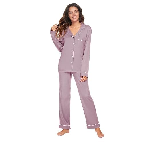 HEARTNICE Womens Pajama Set, Soft Long Sleeve Pajamas & Long Pants with Pockets, Warm Button-up Sleepwear Lounge Pjs - Image 1