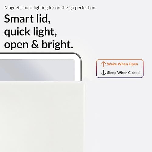 HUGOAI Travel Makeup Mirror with Lights, Soft-Grain White, 11.9" | CRI 97+ natural sunlight-like lighting, 100 LEDs, 2000mAh battery, 3 color temperatures, Stepless dimming, Auto on/off cover thumbnail 7