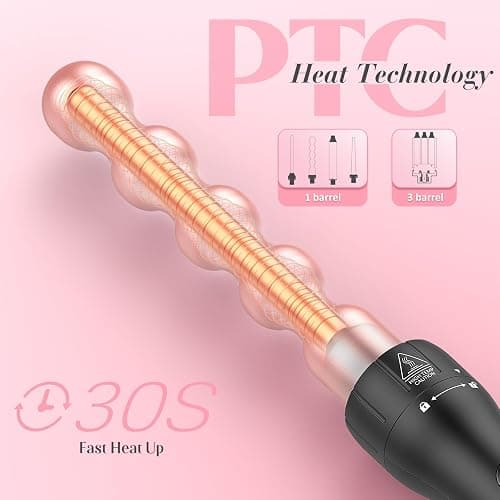 Curling Iron Hair Curler 5 in 1, MOCEMTRY Curling Wand Set 3 Barrel Triple Tool with 0.35in to 1.26in Barrels Hair Crimper Hair Tool Beach Waves Hair Waver for Women with Glove & Hair Clip thumbnail 3