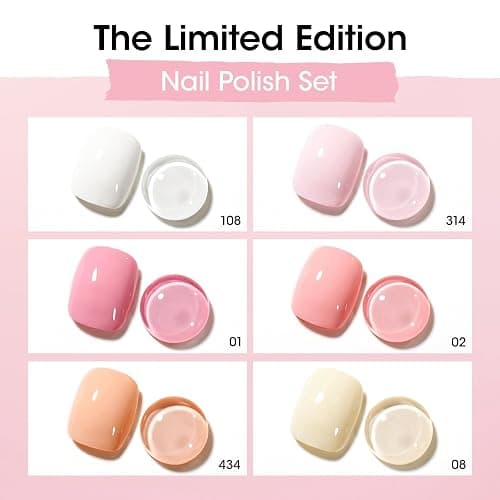 GELLEN Nude Nail Polish, Quick Air Dry Natural Traditional Regular Nail Polish 6 Colors Nude Pink White Set for Acrylic Natural Nails Home Salon, Non Gel, No UV, Chip Resistant, Hema Free, Non-toxic thumbnail 2