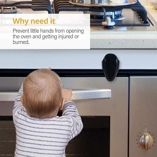 Mom's Choice Gold Awards Winner - EUDEMON 1 Pack Childproof Oven Door Lock, Oven Front Lock Easy to Install & Heat-Resistant Material no Tools Need or Drill (Black)(ONLY for Flat Surface) thumbnail 6