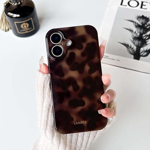 NITITOP Compatible with iPhone 16 Plus Case Cute Stylish Leopard Print Amber Aesthetic Tortoise Design for Women Girls Men Soft TPU Shockproof Protective Cover - Brown thumbnail 5