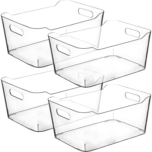 Clear Plastic Storage Bins for Kitchen Organization or Pantry Organizers and Storage, Freezer Fridge Organizer Storage Containers Bin for Organizing Refrigerator Medicine Closet Cabinet Organizers - Image 1
