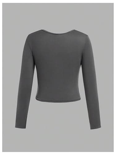 RoseSeek Girl's 3 Pack Long Sleeve T Shirt Square Neck Slim Fit Basic Tee Tops Soft Fall Tops thumbnail 5