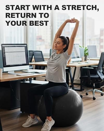 Trideer Exercise Ball for Yoga, Pilates & Fitness – Stability Ball Equipment for Home Gym & Office Chair, Core & Balance Training Accessories, Physical Therapy Equipment, Quick Pump Included, 5 Sizes thumbnail 6