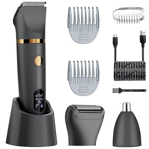 Zivelier Ball Shaver for Men, 3-in-1 Multifunction Body Hair Trimmer & Pubic Shaver with Titanium Blades (No Nicks!), IPX7 Waterproof Electric Razor, LED Display, Wet/Dry - Image 1