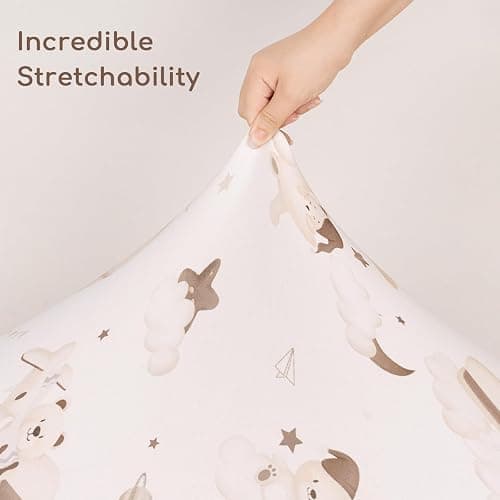 Yukkidds Drap Housse 60x120 Lit Bébé – Lot de 3 Drap Housse Bébé en Microfibre Respirante Drap Lit Bébé Ajustable avec Élastique 360° pour Lit et Berceau Ballon Brun thumbnail 4