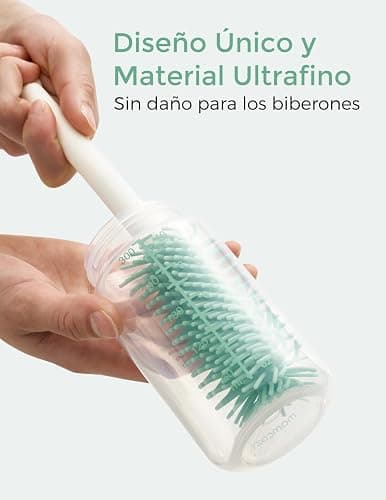 Momcozy Juego de cepillos 7 en 1 para biberones, Kit Completo de Limpieza de biberones con Cepillo de Silicona, Cepillo para pezón, Cepillo para Pajita, dispensador de jabón y Estante de Secado thumbnail 5