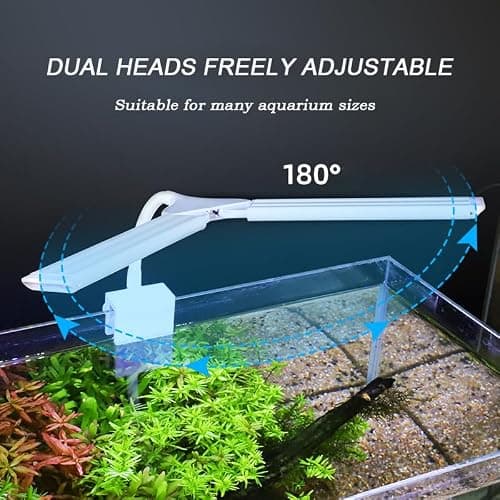 LED Aquarium Light Full Spectrum Clip Fish Tank Light Plants Light 360° Adjustable 2 Light Bar Super-Bright 8W Suitable for 20-40 Gal Fish Tank thumbnail 6