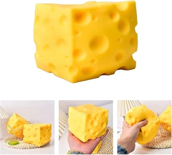 ZFFAFUR,Slow-Rebound Shapeable Squeeze Ball,7cm Cheese Squishy Toy Realistic Sensory Fidget Toy,Sensory Fidget Toy for Stress Relief, Anxiety Relief Gift for Adults thumbnail 7