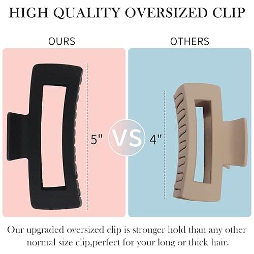 Ahoney Extra Large Hair Clips for Thick Long Hair - XL Oversized Giant Matte Banana Jumbo Jaw Clips, Strong Hold Hair Accessories for Women (Neutral) thumbnail 3