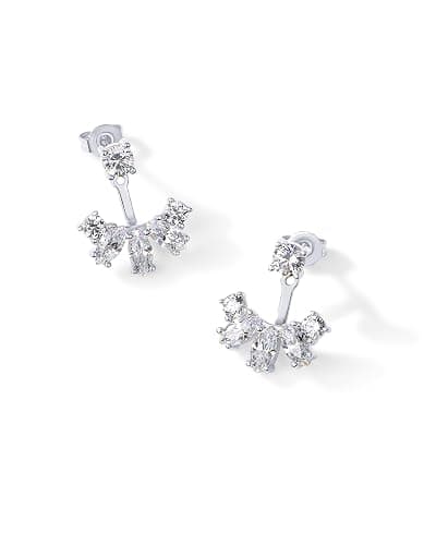 PAVOI 14K Gold Plated Cubic Zirconia Earrings Jacket for Women - Sterling Silver Posts Dainty CZ Front and Back Double Studs - Statement Ear Jacket Earrings for Women thumbnail 5