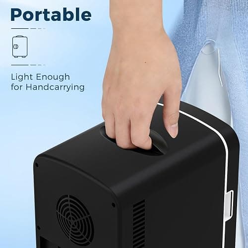 Antarctic Star Compact Refrigerator, Portable Mini Fridge, Skin Care 4L Capacity/6 Cans, for Bedroom, Car, Office & Dorm, Small Cooler for Cosmetics, Magnetic Brushed Stainless Steel Door,Black thumbnail 5