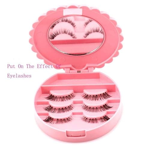 2 PCS Cosmetic Case with Mirror Eyelash Case Makeup Storage Box Travel Cosmetic Bag Pink Place Eyelashes thumbnail 3