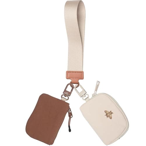 COOLANS Mini Wristlet Wallets Dual Pouch,Around Wristlet Handbag Wallet for Women Zip Cards Holder,Wristlet Bracelet Purse - Image 1