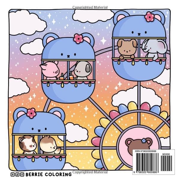 Berrie Coloring Summer: Cute and Cozy Coloring Book for Kids & Adults Featuring Easy to Color Animal Illustrations and Adorable Scenes thumbnail 2