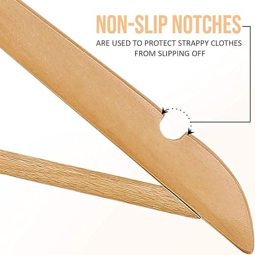 Utopia Home Premium Wooden Hangers 30 Pack - Heavy Duty & Durable Coat Hanger - Wood Hanger with 360-Degree Rotatable Hook - Clothes Hangers with Non-Slip Shoulder Notches For Shirts & Coats (Natural) thumbnail 4