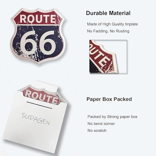 Route 66 Signs Vintage Road Signs Room Decor High Way Metal Tin Sign for Home Garage Wall Decorations 12× 12 Inches - Route 66 thumbnail 4