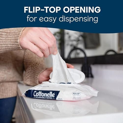 Cottonelle Fragrance Free Flushable Wet Wipes, Adult Wet Wipes, 8 Flip-Top Packs, 42 Wipes Per Pack thumbnail 6