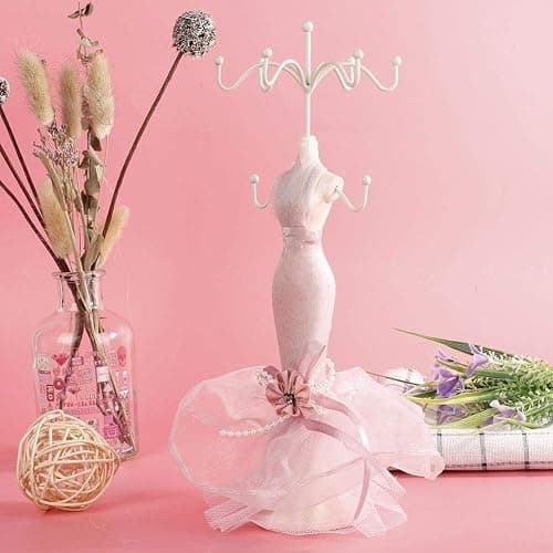 Salmue Princess Dress Jewelry Stand - Holder for Necklace, Earring, Ring - Lady Model Dress High-heeled Shoes Display (Small Model) thumbnail 2