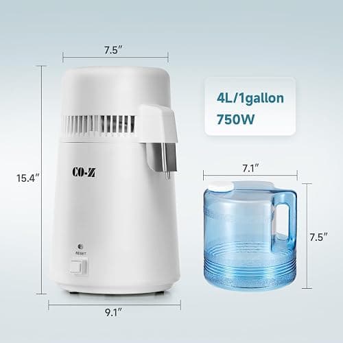 CO-Z Distilled Water Maker, 1 Gallon Water Distiller, 4L Home Countertop Water Distiller Machine, Table Desktop Water Distill Distilling Purifier Purification Filter, Home Pure Clean Water Device thumbnail 3