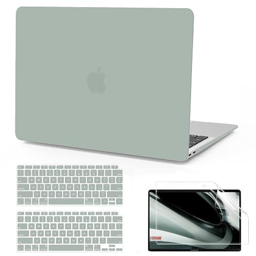 B BELK Compatible with MacBook Air 13 inch Case M1 2022 2021 2020 2019 2018 A2337 A2179 A1932, Matte Plastic Hard Shell+ Keyboard Cover+ Screen Protector for MacBook Air 13.3 inch Case, Antique Green - Image 1