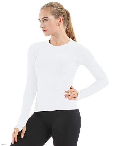MathCat Seamless Workout Shirts for Women Long Sleeve Yoga Tops Sports Running Shirt Breathable Athletic Top Slim Fit - Image 1