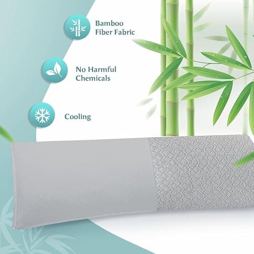 Thick Memory Foam Body Pillow - Full Body Pillows for Side Sleeper - with Grey Cooling Pillowcase 20 x 54 inches (Grey Color) thumbnail 9