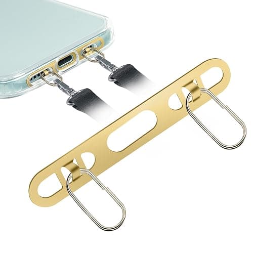 ZXZone iPhone Hang 2 Way Metal Phone Tether Tab, Upgraded Double Buckle Hole Ring Cell Phone Lanyard Patch, Phone Strap Replacement Part for iPhone Cases (Golden-TQ) - Image 1