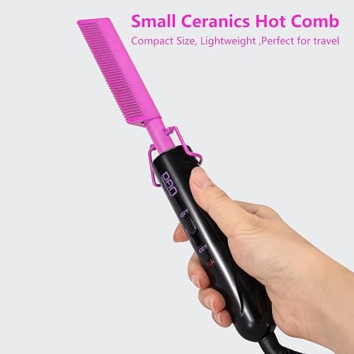 DAN Technology Dual Voltage Ceramic Pressing Comb - 450°F Fast Heating Mini Straightener for Lace Front Wigs and Black Women's Hair thumbnail 7