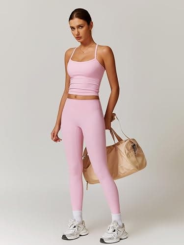 ABOCIW Workout Sets for Women 2 Piece Padded Sports Bra Tank Top High Waist Leggings Sets Gym Yoga Work Out Clothes thumbnail 5